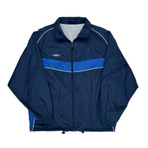 Umbro Striped Windbreaker - Large Navy Polyester