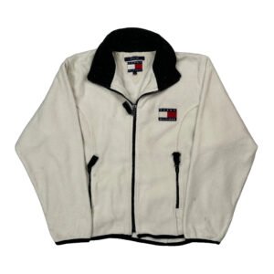 90S Tommy Hilfiger Fleece Jacket - Large White Polyester