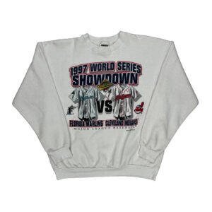 1997 World Series Showdown Tultex Graphic Sweatshirt - Large White Cotton Blend