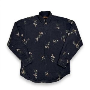 Grade A Modango Vintage 90s Men's Abstract Geometric Shirt – Used Long Sleeve Button-Down Casual Shirt (Size M)