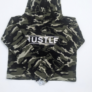 Streetwear Society Active Women's Camo Cropped Hoodie – Pre-Loved Camouflage Long Sleeve Pullover (Size L) Grade A