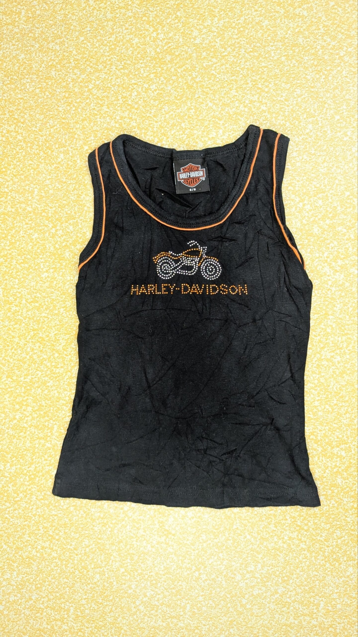 Vintage Harley-Davidson Black Tank Top with Rhinestone Motorcycle Graphic - Y2K Biker Aesthetic Grade A - Image 3