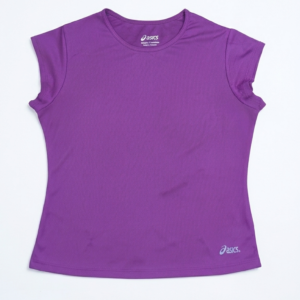 Asics Women's Crewneck Activewear T-Shirt – Pre-Loved Purple Short Sleeve Running & Workout Tee (Size S) Grade A