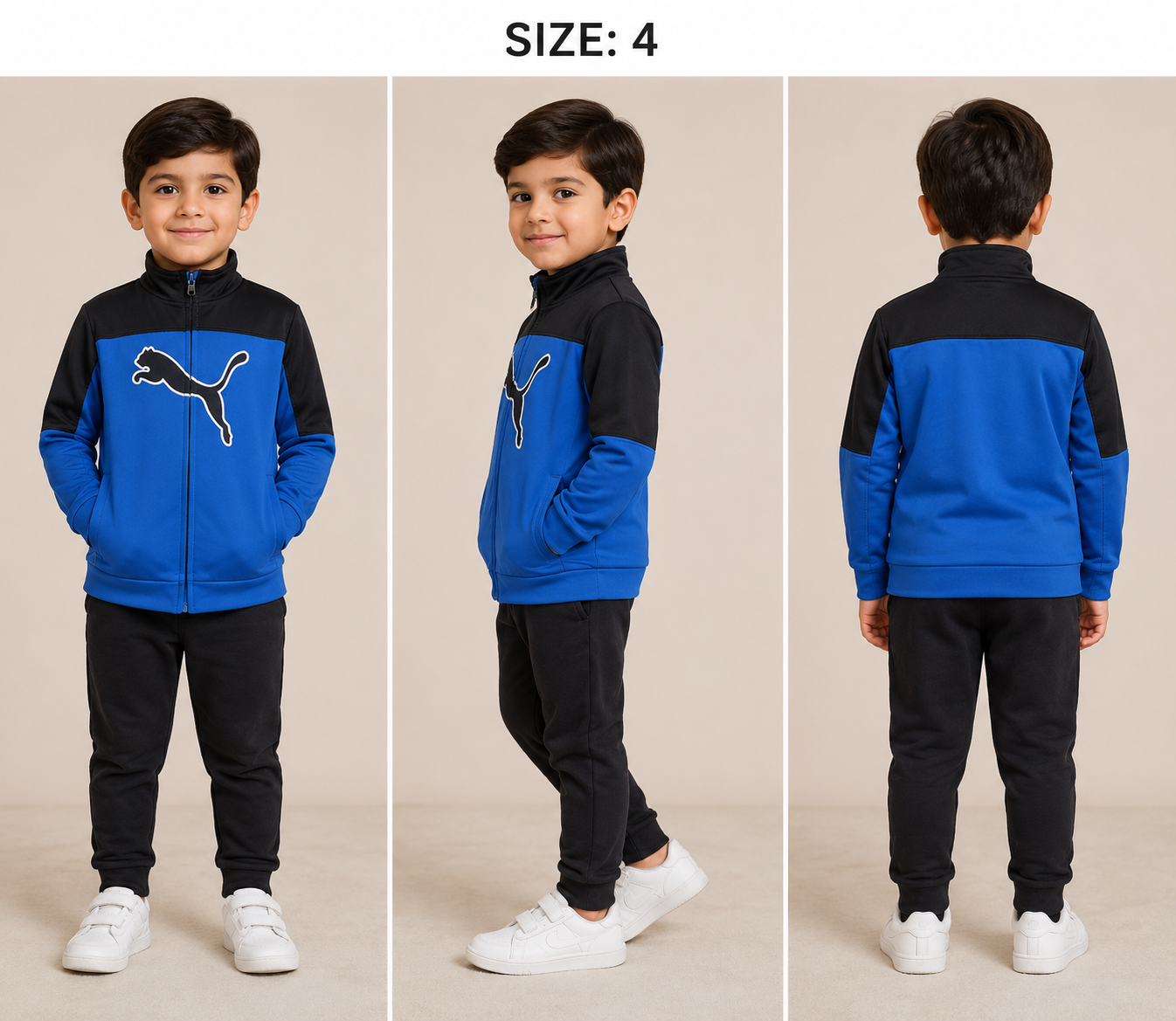 Puma Toddler Boys Kids Blue Black Full Zip Track Jacket Size 4 Grade A - Image 2