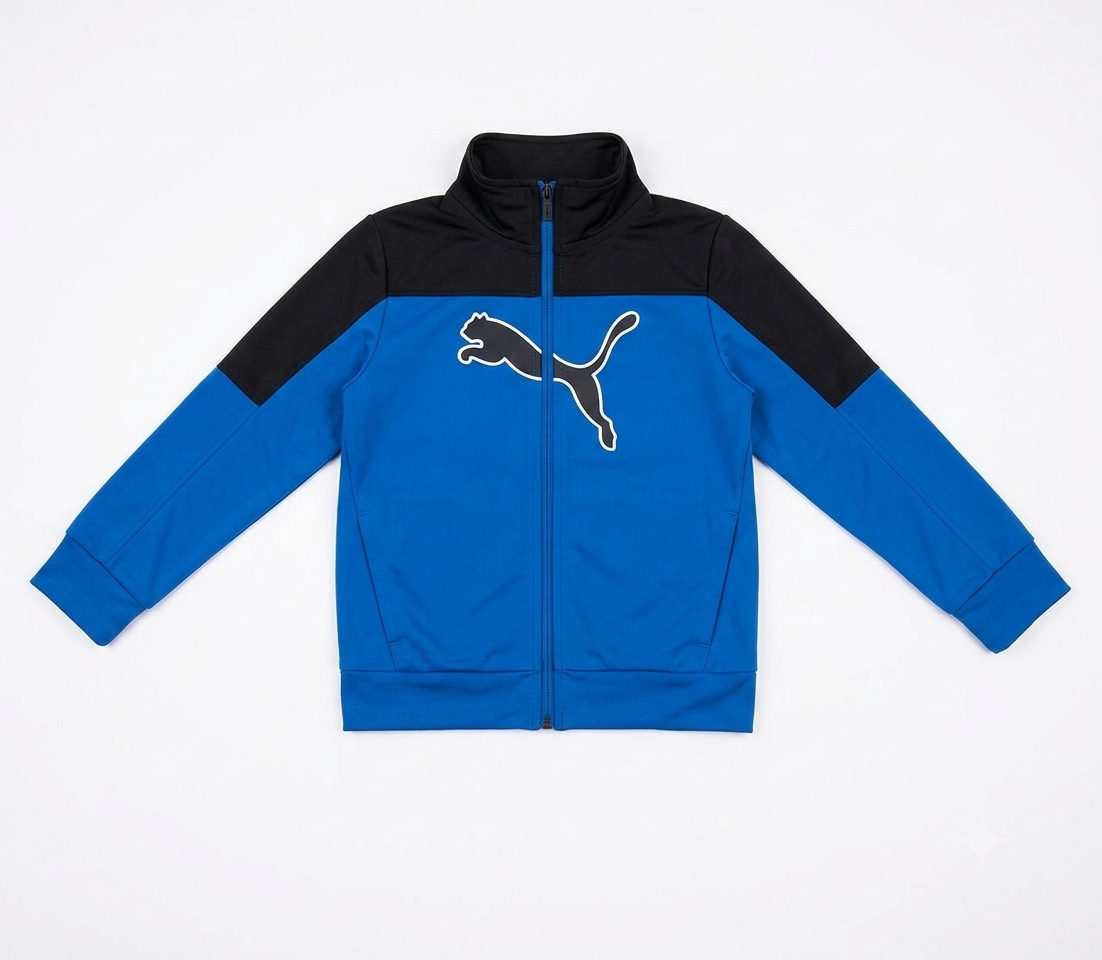 Puma Toddler Boys Kids Blue Black Full Zip Track Jacket Size 4 Grade A