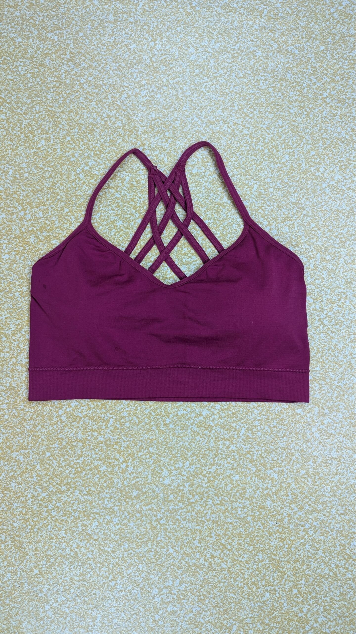 mySTYLE Women's Maroon Cross-Back Sports Bra Yoga Athletic Workout Gym Top - Image 3