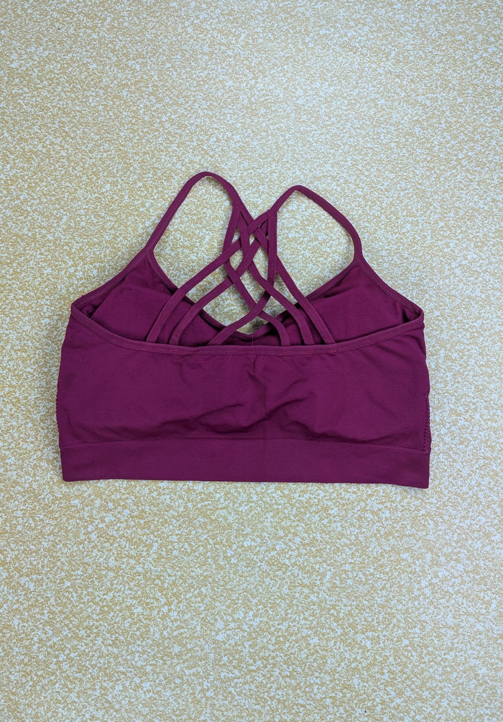 mySTYLE Women's Maroon Cross-Back Sports Bra Yoga Athletic Workout Gym Top - Image 4