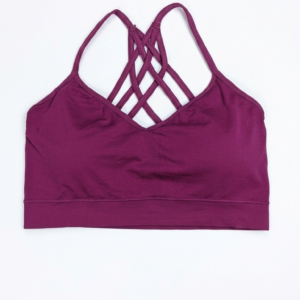 mySTYLE Women's Maroon Cross-Back Sports Bra Yoga Athletic Workout Gym Top