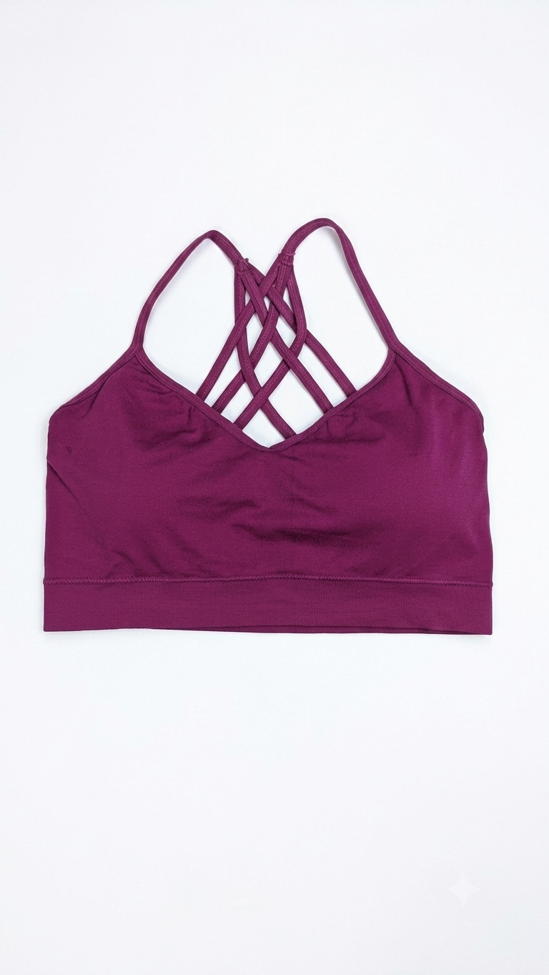 mySTYLE Women's Maroon Cross-Back Sports Bra Yoga Athletic Workout Gym Top