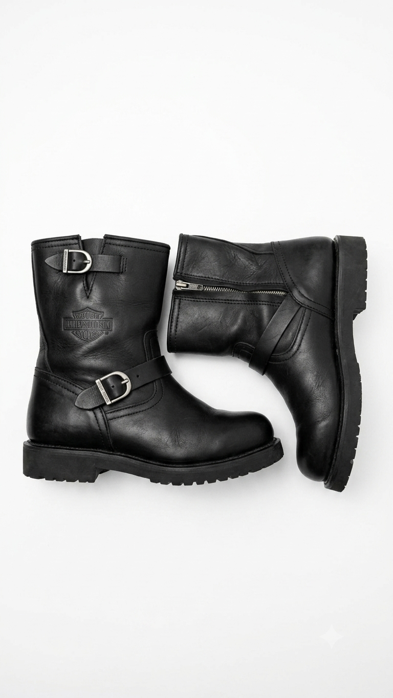 Harley-Davidson Men's Black Leather Harness Motorcycle Boots Size 11 US - Model 98403 - Image 3