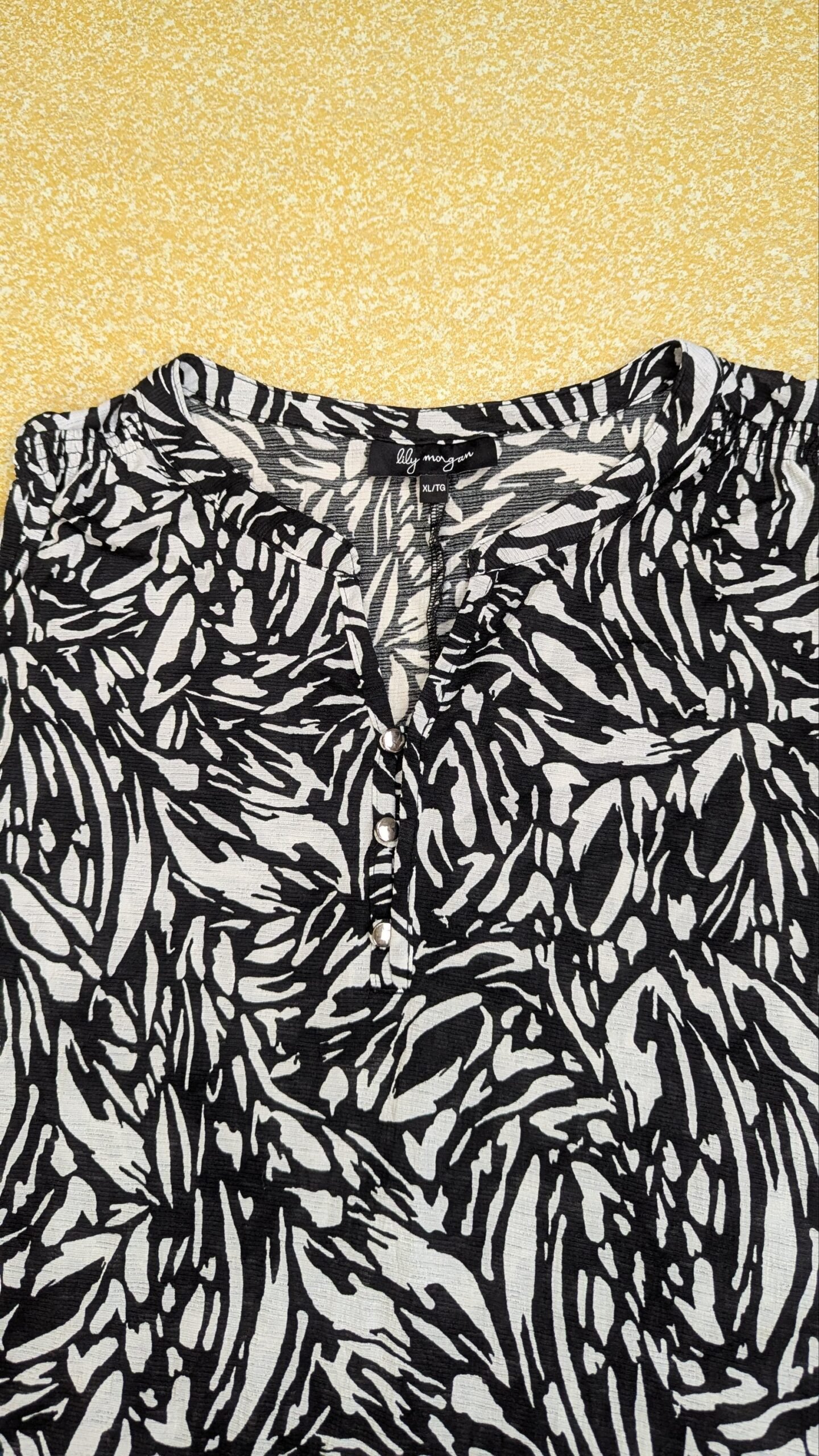 Lily Morgan Women's Sleeveless Blouse Top Black White Abstract Print Size XL - Image 4