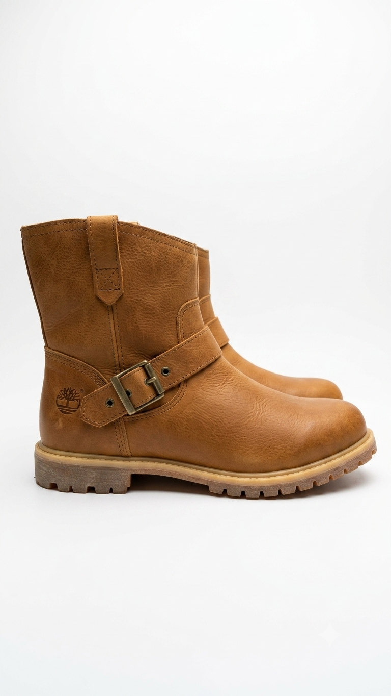 Timberland Women's A12QT Tan Brown Leather Pull-On Harness Boots Size 10 US