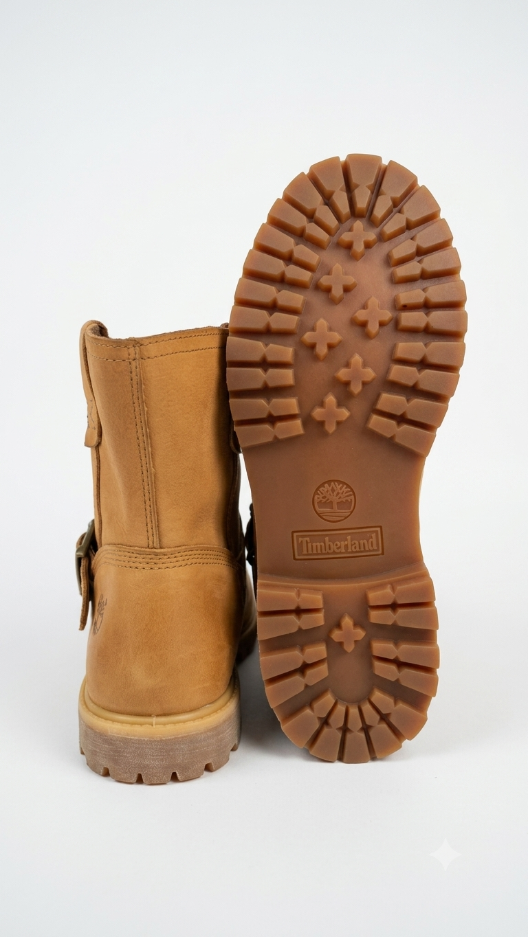 Timberland Women's A12QT Tan Brown Leather Pull-On Harness Boots Size 10 US - Image 3