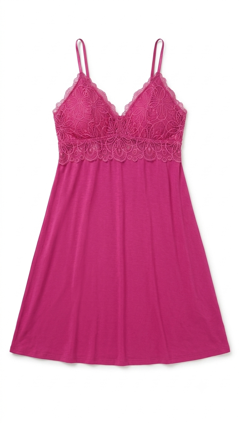 Daisy Fuentes Women's Lace Trim Sleep Dress Chemise Pink Nightgown Size XL