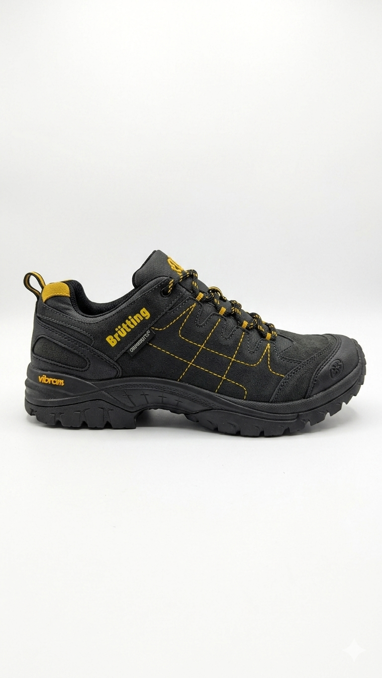 Brütting Outdoor Hiking Shoes Black Yellow Men's Size 41 Vibram Sole Comfortex