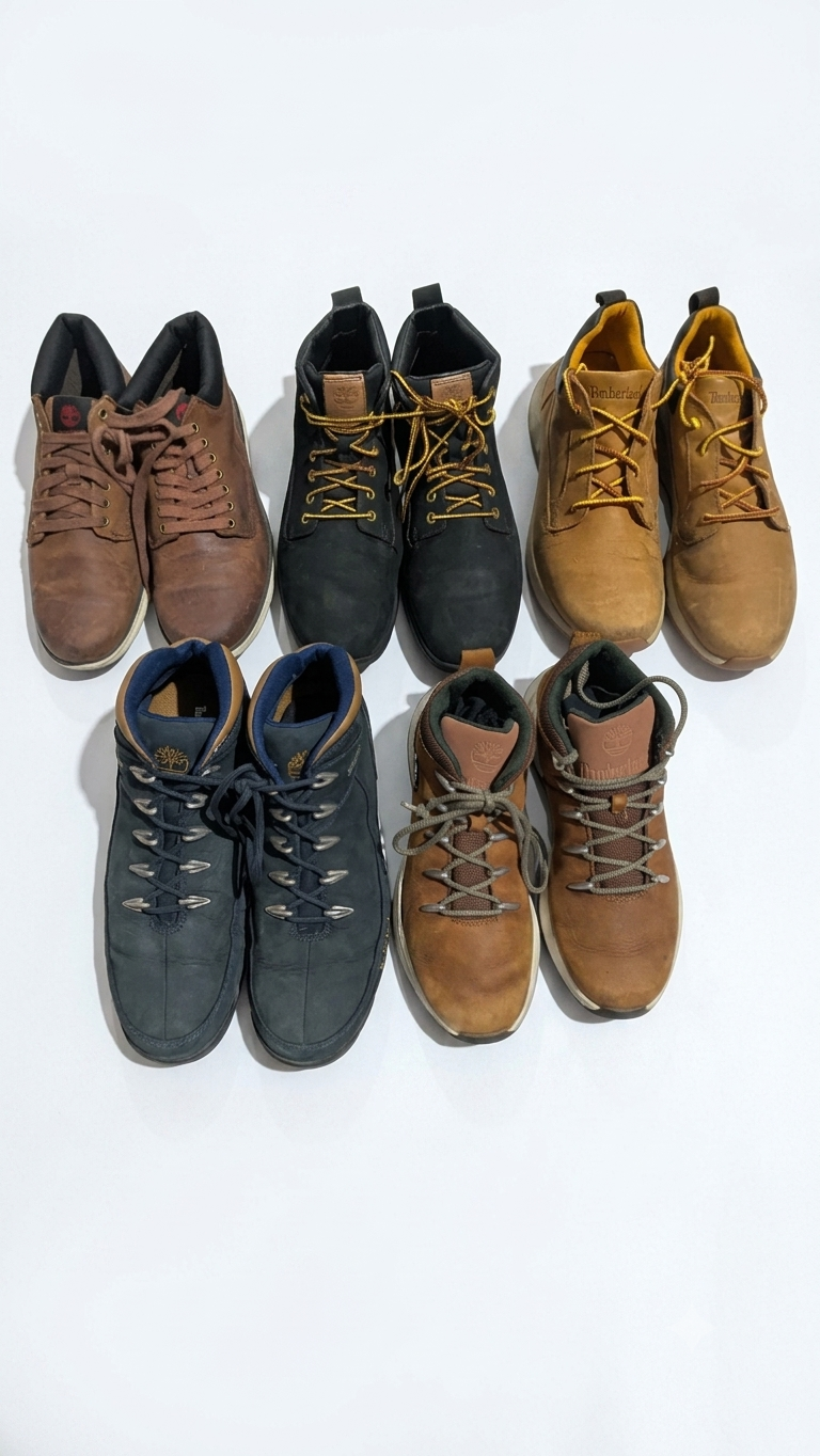 Vintage Timberland Boots Bundle (5 Pairs) - Leather & Nubuck Waterproof Mix Lot